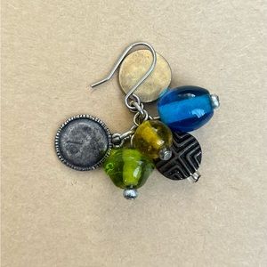 Vintage Multi-colored Bead and Metal Earrings